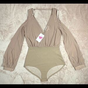 L’ATISTE by Amy Nude Sheer Keyhole Body Suit NWT